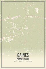 Retro US city map of Gaines, Pennsylvania. Vintage street map.