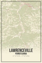 Retro US city map of Lawrenceville, Pennsylvania. Vintage street map.