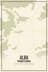 Retro US city map of Alba, Pennsylvania. Vintage street map.