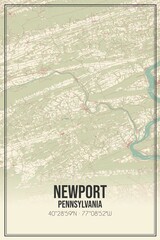 Retro US city map of Newport, Pennsylvania. Vintage street map.