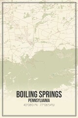 Retro US city map of Boiling Springs, Pennsylvania. Vintage street map.