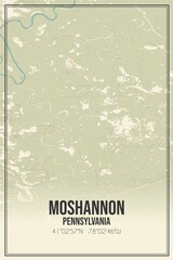 Retro US city map of Moshannon, Pennsylvania. Vintage street map.