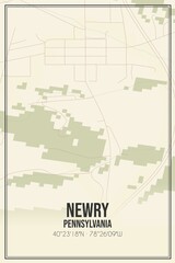 Retro US city map of Newry, Pennsylvania. Vintage street map.