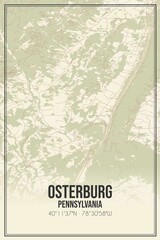 Retro US city map of Osterburg, Pennsylvania. Vintage street map.