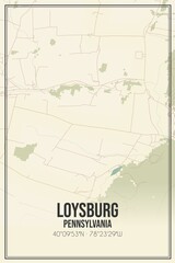 Retro US city map of Loysburg, Pennsylvania. Vintage street map.
