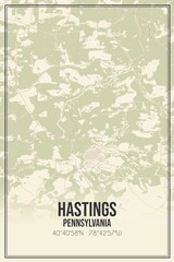 Retro US city map of Hastings, Pennsylvania. Vintage street map.