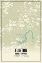 Retro US city map of Flinton, Pennsylvania. Vintage street map.