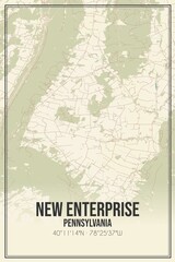 Retro US city map of New Enterprise, Pennsylvania. Vintage street map.