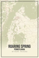 Retro US city map of Roaring Spring, Pennsylvania. Vintage street map.