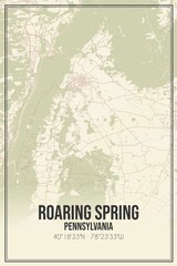 Retro US city map of Roaring Spring, Pennsylvania. Vintage street map.