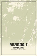 Retro US city map of Robertsdale, Pennsylvania. Vintage street map.