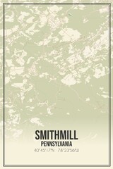 Retro US city map of Smithmill, Pennsylvania. Vintage street map.