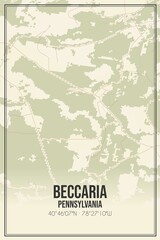 Retro US city map of Beccaria, Pennsylvania. Vintage street map.