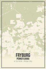 Retro US city map of Fryburg, Pennsylvania. Vintage street map.