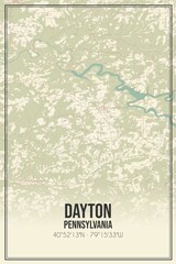 Retro US city map of Dayton, Pennsylvania. Vintage street map.