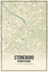 Retro US city map of Stoneboro, Pennsylvania. Vintage street map.