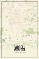 Fototapeta premium Retro US city map of Farrell, Pennsylvania. Vintage street map.