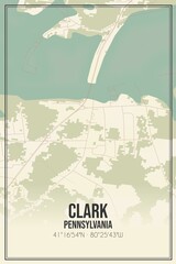 Retro US city map of Clark, Pennsylvania. Vintage street map.