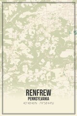 Retro US city map of Renfrew, Pennsylvania. Vintage street map.
