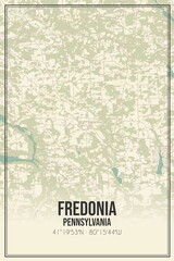Retro US city map of Fredonia, Pennsylvania. Vintage street map.
