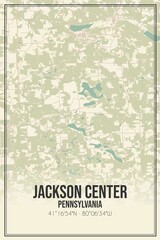 Retro US city map of Jackson Center, Pennsylvania. Vintage street map.