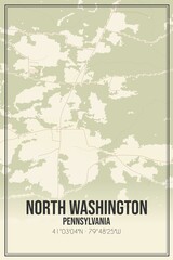Retro US city map of North Washington, Pennsylvania. Vintage street map.
