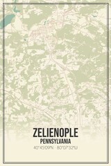 Retro US city map of Zelienople, Pennsylvania. Vintage street map.