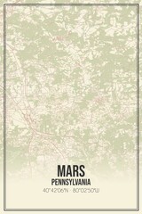 Retro US city map of Mars, Pennsylvania. Vintage street map.