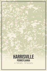Retro US city map of Harrisville, Pennsylvania. Vintage street map.