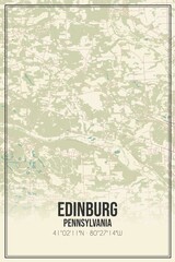 Retro US city map of Edinburg, Pennsylvania. Vintage street map.