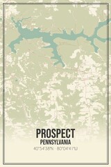 Retro US city map of Prospect, Pennsylvania. Vintage street map.