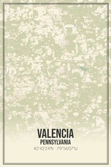 Retro US city map of Valencia, Pennsylvania. Vintage street map.