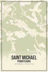Retro US city map of Saint Michael, Pennsylvania. Vintage street map.