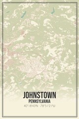 Retro US city map of Johnstown, Pennsylvania. Vintage street map.