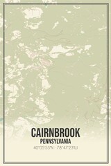 Retro US city map of Cairnbrook, Pennsylvania. Vintage street map.