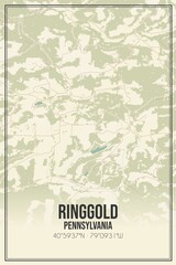 Retro US city map of Ringgold, Pennsylvania. Vintage street map.