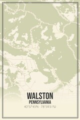 Obraz premium Retro US city map of Walston, Pennsylvania. Vintage street map.