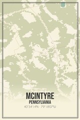 Retro US city map of McIntyre, Pennsylvania. Vintage street map.