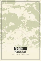 Retro US city map of Madison, Pennsylvania. Vintage street map.