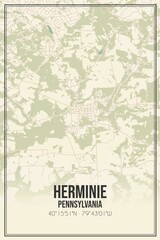 Retro US city map of Herminie, Pennsylvania. Vintage street map.
