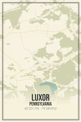 Retro US city map of Luxor, Pennsylvania. Vintage street map.