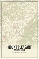 Retro US city map of Mount Pleasant, Pennsylvania. Vintage street map.