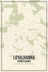 Retro US city map of Loyalhanna, Pennsylvania. Vintage street map.