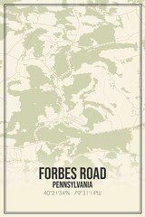 Retro US city map of Forbes Road, Pennsylvania. Vintage street map.