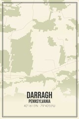 Retro US city map of Darragh, Pennsylvania. Vintage street map.