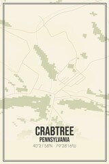 Retro US city map of Crabtree, Pennsylvania. Vintage street map.
