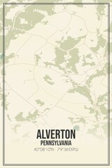Retro US city map of Alverton, Pennsylvania. Vintage street map.