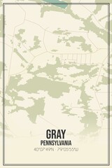 Retro US city map of Gray, Pennsylvania. Vintage street map.