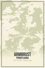 Retro US city map of Armbrust, Pennsylvania. Vintage street map.