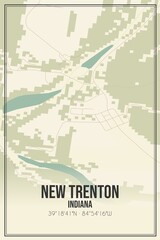 Retro US city map of New Trenton, Indiana. Vintage street map.